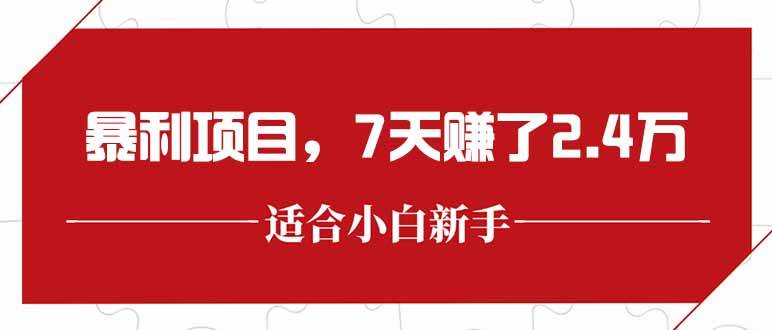 （15228期）最新暴利项目，每单收益轻松在300以上，7天赚了2.4万-立业有术