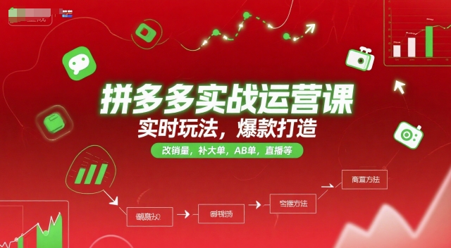 拼多多实战运营课，实时玩法，爆款打造，改销量，补大单，AB单，直播等（更新2025月）-立业有术