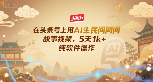 在头条号上用AI生民间故事视频，5天1k+，纯软件操作-立业有术