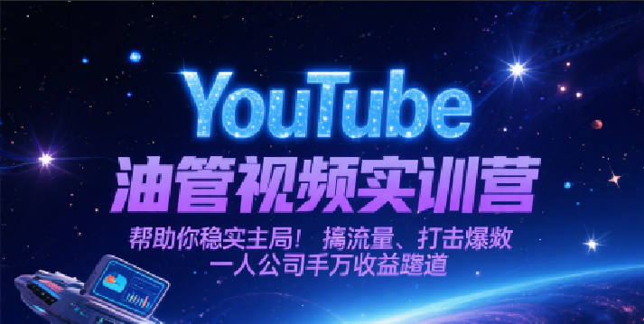 YouTube油管视频实训营，帮助你稳入局、搞流量、打爆款，一人公司千万收益赛道-立业有术