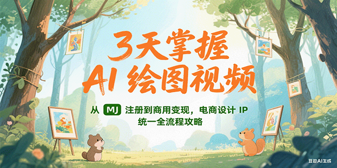 3天掌握AI绘图视频，从MJ 注册到商用变现，电商设计IP统一全流程攻略-立业有术