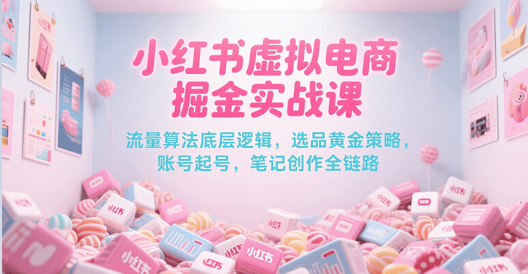 小红书虚拟电商掘金实战课，流量算法底层逻辑，选品黄金策略， 起号，笔记创作全链路-立业有术