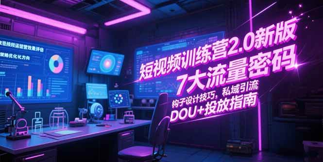 （15255期）短视频训练营2.0新版，7大流量密码/钩子设计技巧/私域引流/DOU+投放指南-立业有术