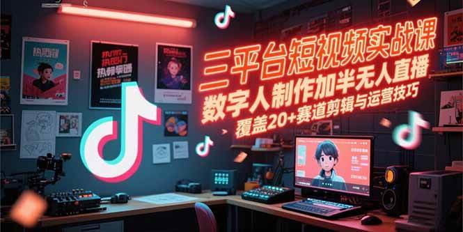 （15265期）三平台短视频实战课，数字人制作加半无人直播，覆盖20+赛道剪辑与运营技巧-立业有术