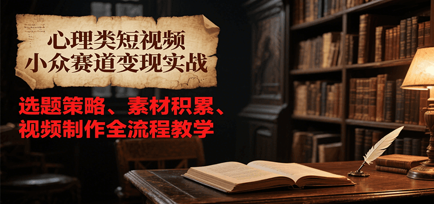 心理类短视频小众赛道变现实战，选题策略、素材积累、视频制作全流程教学-立业有术
