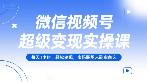 微信视频号超级变现实操课，每天1小时，轻松变现，宝妈职场人副业首选-立业有术