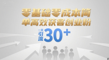 零基础零成本简单高效获客创业粉，一天引流30+-立业有术