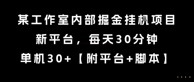 某工作室内部掘金挂G项目，新平台，每天30分钟，单机30+【揭秘】-立业有术