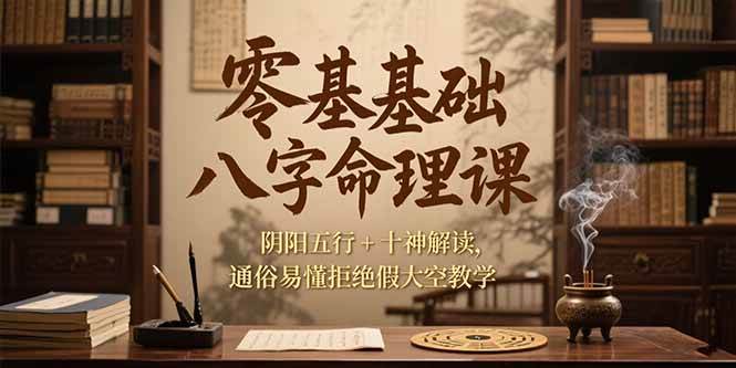 （15283期）零基础八字命理课，阴阳五行+十神解读，通俗易懂拒绝假大空教学-立业有术
