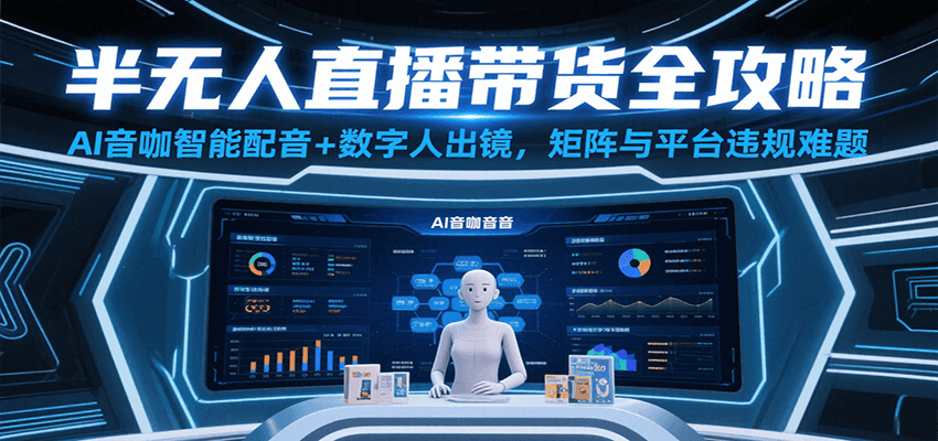 半无人直播带货全攻略：AI音咖智能配音+数字人出镜，解决账号矩阵与平台违规难题-立业有术
