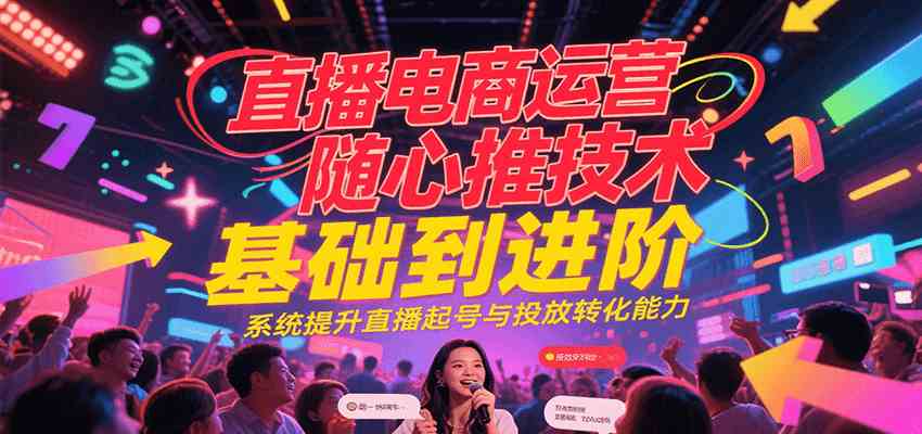 直播电商运营随心推投放技术基础到进阶，系统提升直播起号与投放转化能力-立业有术