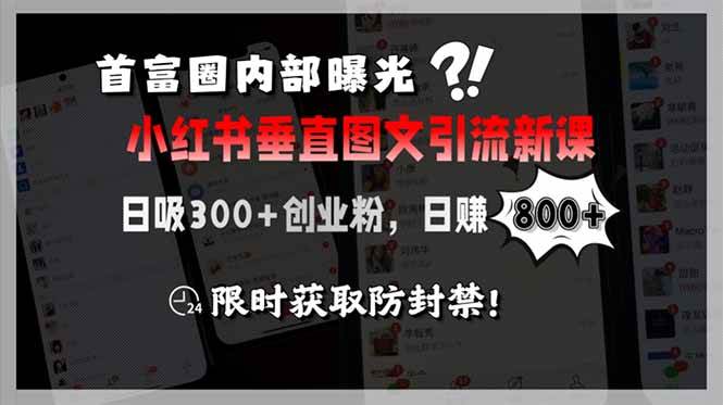 （15313期）首富圈内部曝光小红书垂直图文引流新课，日吸300+创业粉，日赚800+，限…-立业有术
