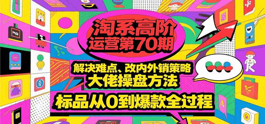 淘系高阶运营第70期，解决难点、改内外销策略，大佬操盘方法，标品从0到爆款全过程-立业有术