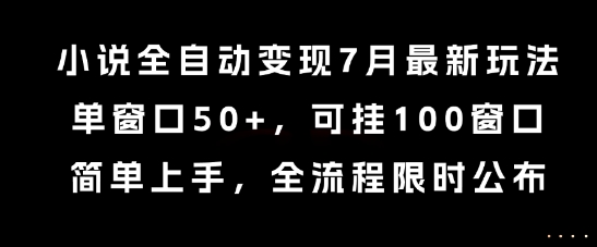 小说全自动变现7月玩法，单窗口50+，可挂100窗口，简单上手，全流程限时公布【揭秘】-立业有术