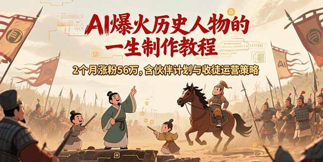 （15336期）AI历史人物赛道课程，2个月涨粉56万，含伙伴计划与收徒运营策略-立业有术