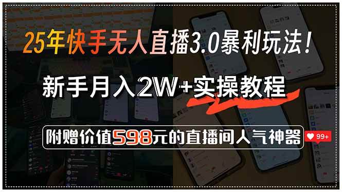 （15335期）25年快手无人直播3.0暴利玩法！，新手月入2W+实操教程，附赠价值598元…-立业有术