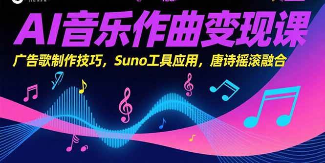 （15370期）AI音乐作曲变现课，广告歌制作技巧，Suno工具应用，唐诗摇滚融合-立业有术