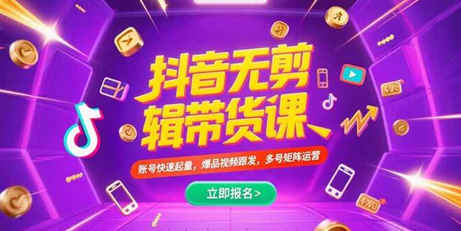 （15365期）抖音不剪辑带货课，账号快速起量，爆品视频跟发，多号矩阵运营-立业有术