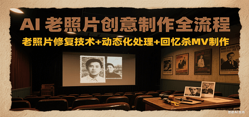AI老照片创意制作全流程：老照片修复技术+动态化处理+回忆杀MV制作-立业有术