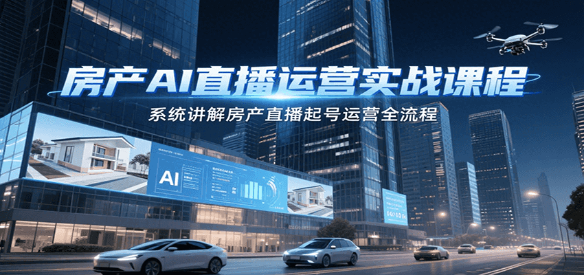 房产AI直播运营实战课程，系统讲解房产直播起号运营全流程-立业有术