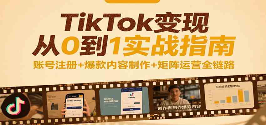 TikTok变现从0到1实战指南：账号注册+爆款内容制作+矩阵运营全链路-立业有术