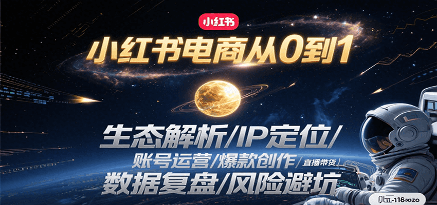 小红书电商从0到1：生态解析/IP定位/ 账号运营/爆款创作/直播带货/数据复盘/风险避坑-立业有术