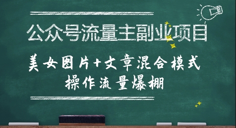 公众号流量主副业项目，美女图片+文章混合模式操作流量爆棚-立业有术