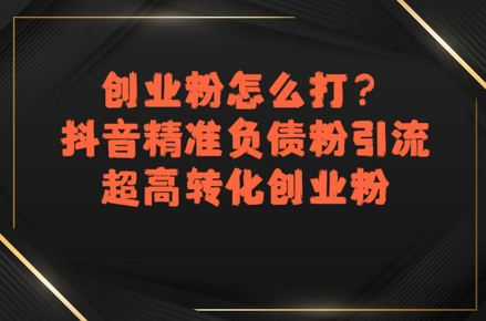 创业粉怎么打？抖音精准负债粉引流，超高转化创业粉-立业有术