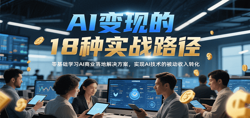 AI变现的18种实战路径，零基础学习AI商业落地解决方案，实现AI技术的被动收入转化-立业有术