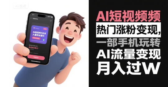 AI短视频热门涨粉变现，一部手机玩转AI流量变现，月入过W-立业有术