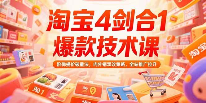 （15415期）淘宝4剑合1爆款技术课，阶梯提价破量法，内外销双改策略，全站推广拉升-立业有术