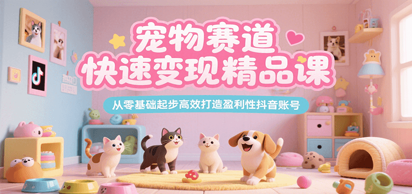 宠物赛道快速变现精品课，从零基础起步高效打造盈利性抖音账号-立业有术