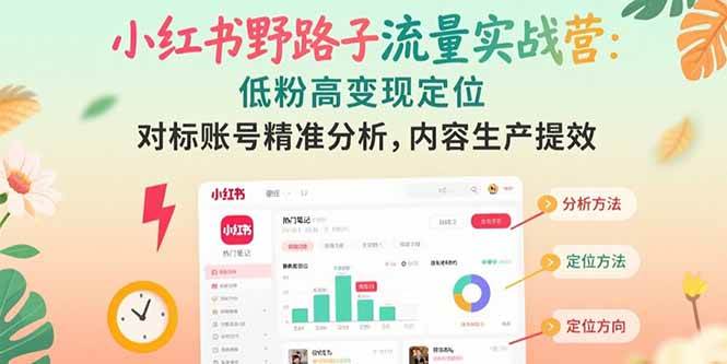 （15423期）小红书野路子流量实战营：低粉高变现定位 对标账号精准分析 内容生产提效-立业有术