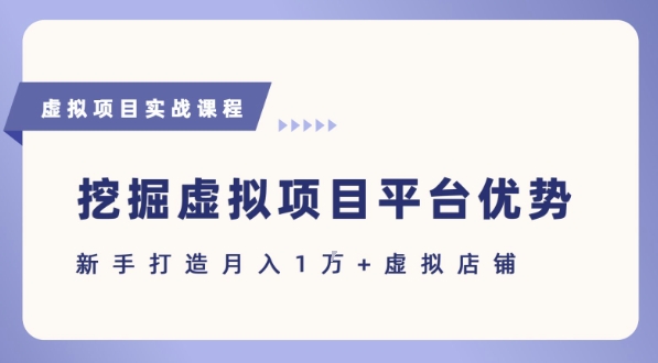 抓住虚拟项目各平台优势，新手轻松月入1W+(给出具体建议)-立业有术
