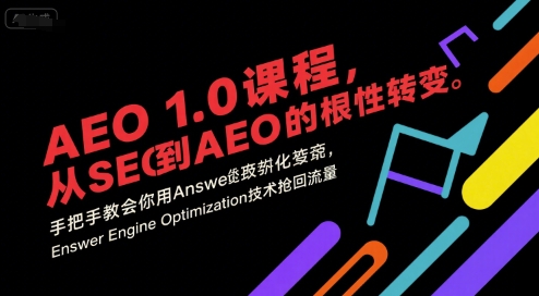AEO 1.0 课程，从SEO到AE0的基命性转变，手把手教会你用AnswerEngineOptimization技术抢回流量-立业有术