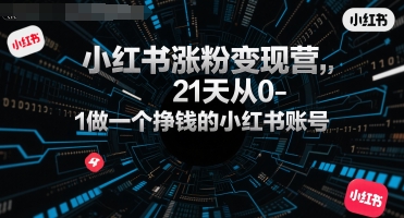 小红书涨粉变现营，21天从0-1做一个挣钱的小红书账号-立业有术