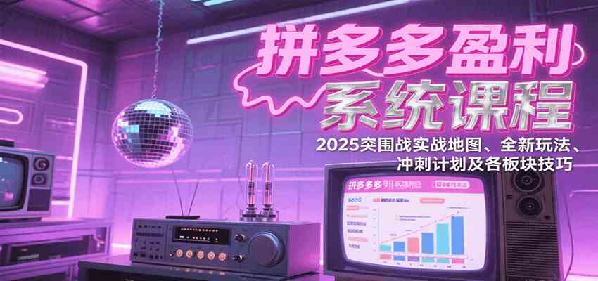拼多多盈利系统课程：2025突围战实战地图、全新玩法、冲刺计划及各板块技巧-立业有术