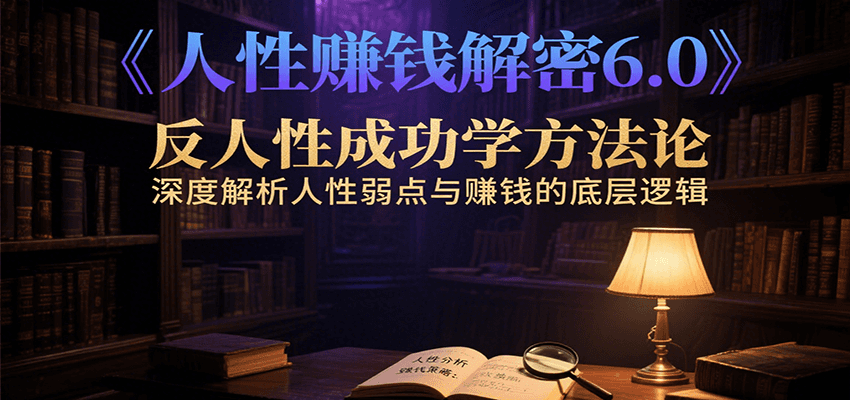 人性赚钱解密6.0，反人性成功学方法论，深度解析人性弱点与赚钱的底层逻辑-立业有术