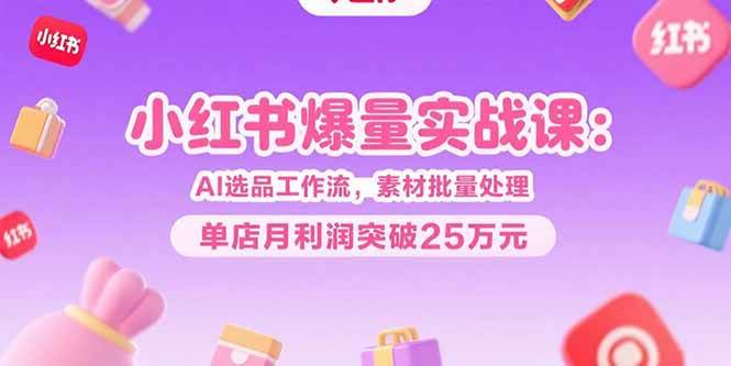 （15462期）小红书爆量实战课：AI选品工作流，素材批量处理，单店月利润突破25万元-立业有术