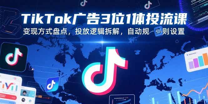 （15460期）TikTok广告3位1体投流课，变现方式盘点，投放逻辑拆解，自动规则设置-立业有术