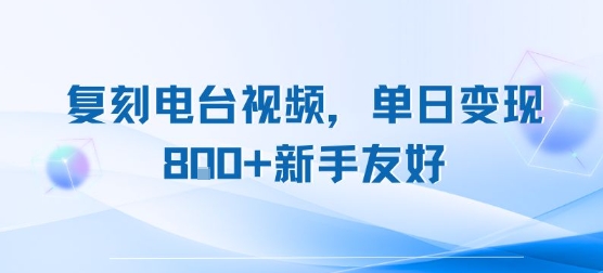 复刻电台视频，单日变现8张+新手友好，长期可做-立业有术