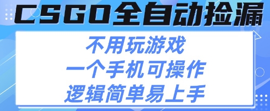 CSGO自动捡漏项目，最新独家玩法，不用挂G不用玩游戏，一个手机即可操作，新手小白轻松月入1W+【揭秘】-立业有术