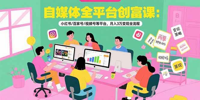 （15479期）自媒体全平台创富课：小红书/百家号/视频号等平台，月入3万变现全流程-立业有术