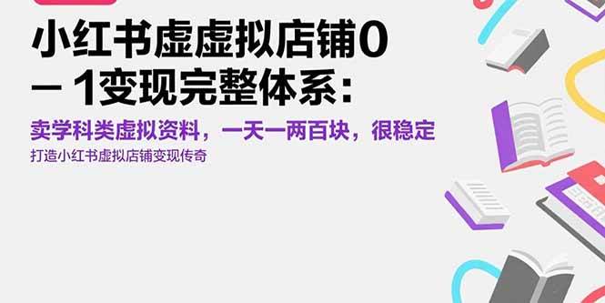 （15489期）小红书虚拟店铺0-1变现完整体系：卖学科类虚拟资料，一天一两百块，很稳定-立业有术