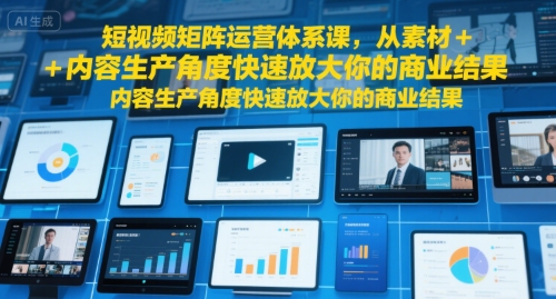 短视频矩阵运营体系课，从素材+内容生产角度快速放大你的商业结果-立业有术