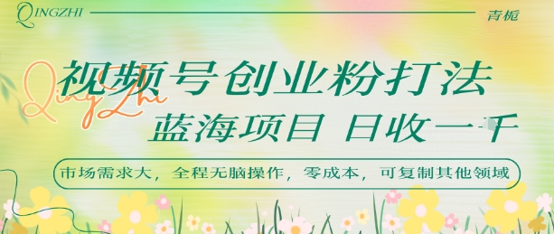 视频号创业粉打法，日入1k，蓝海项目，市场需求大，全程无脑操作，可复制-立业有术