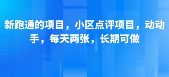 新跑通的项目，小区点评项目，动动手，每天两张，长期可做-立业有术