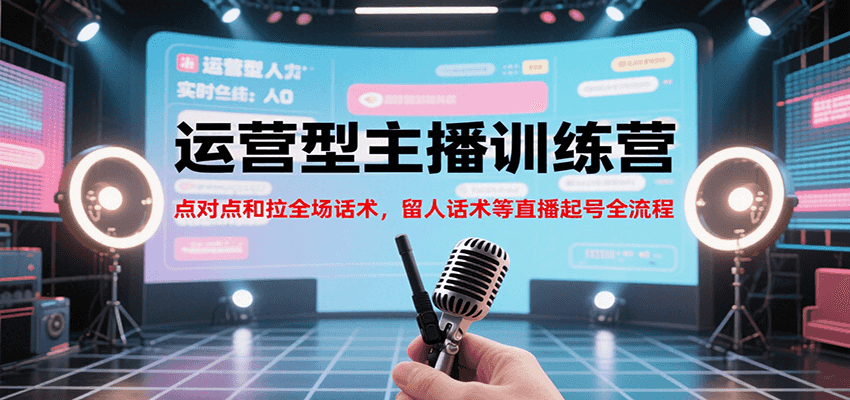 运营型主播训练营，点对点和拉全场话术，留人话术等直播起号全流程（更新7月）-立业有术