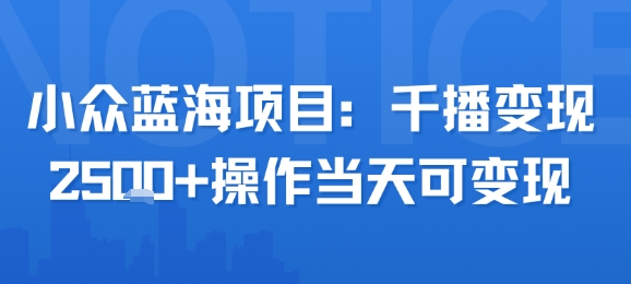 小众蓝海项目，千播变现2.5k+操作当天可变现-立业有术