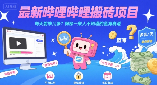 最新哔哩哔哩上B站搬砖项目，每天能挣几张？揭秘一般人不知道的蓝海赛道-立业有术